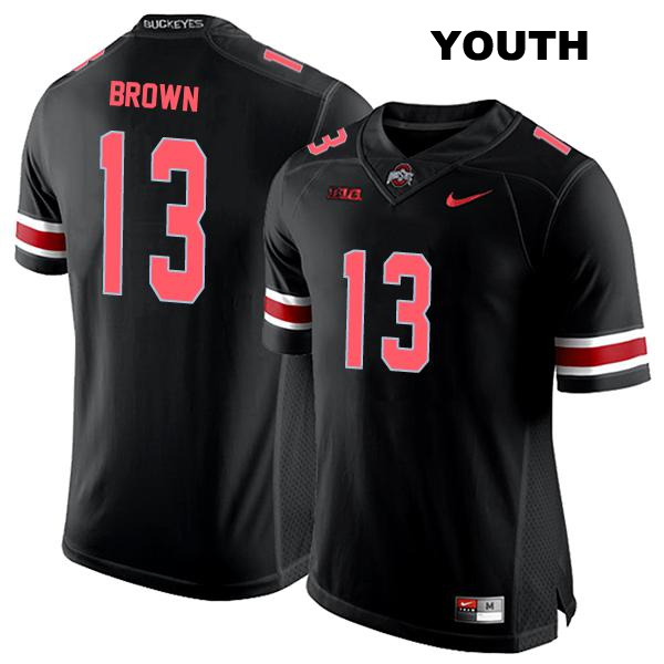 Stitched Kaleb Brown Ohio State Buckeyes Authentic Youth no. 13 Black College Football Jersey