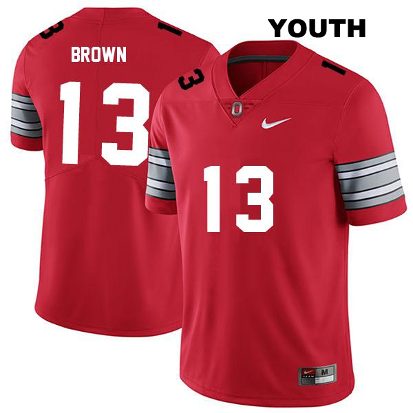 Kaleb Brown Ohio State Buckeyes Stitched Authentic Youth no. 13 Darkred College Football Jersey