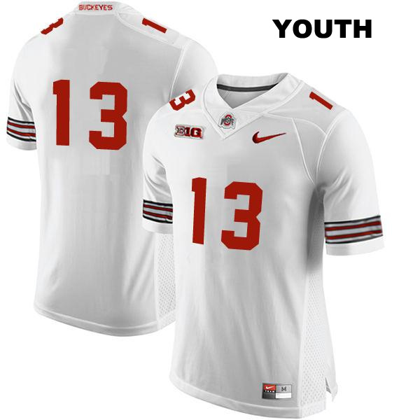 Kaleb Brown Ohio State Buckeyes Authentic Youth Stitched no. 13 White College Football Jersey - No Name