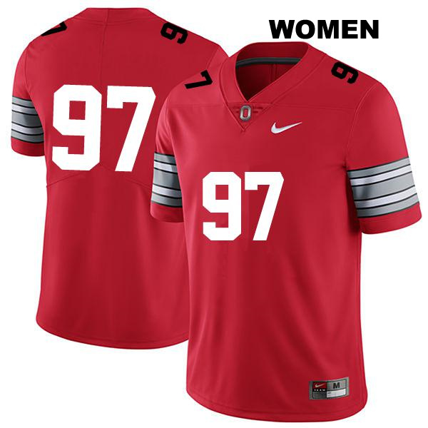 Kenyatta Jackson Ohio State Buckeyes Stitched Authentic Womens no. 97 Darkred College Football Jersey - No Name