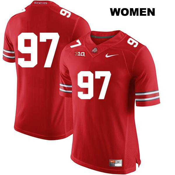 Kenyatta Jackson Stitched Ohio State Buckeyes Authentic Womens no. 97 Red College Football Jersey - No Name
