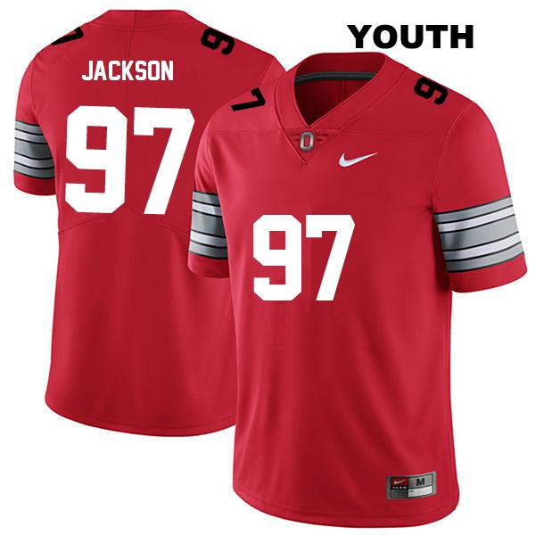 Kenyatta Jackson Stitched Ohio State Buckeyes Authentic Youth no. 97 Darkred College Football Jersey