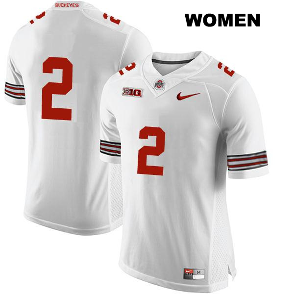 Kourt Williams II Ohio State Buckeyes Authentic Stitched Womens no. 2 White College Football Jersey - No Name