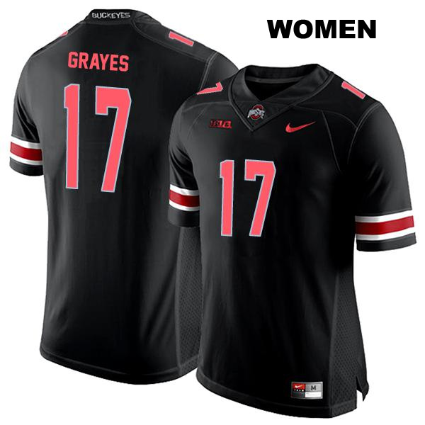 Kyion Grayes Ohio State Buckeyes Authentic Womens no. 17 Stitched Black College Football Jersey