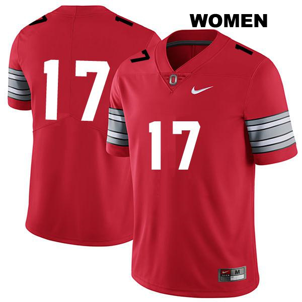 Kyion Grayes Stitched Ohio State Buckeyes Authentic Womens no. 17 Darkred College Football Jersey - No Name