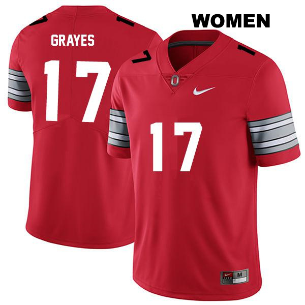 Kyion Grayes Stitched Ohio State Buckeyes Authentic Womens no. 17 Darkred College Football Jersey