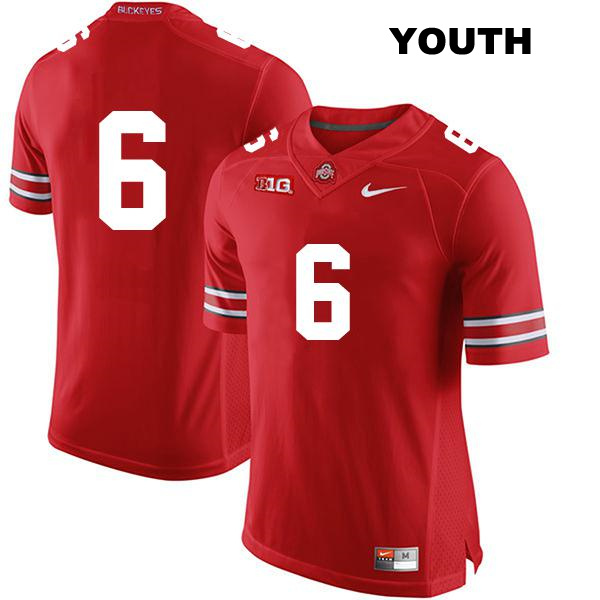 Kyle McCord Ohio State Buckeyes Authentic Youth Stitched no. 6 Red College Football Jersey - No Name