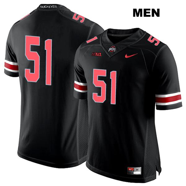 Michael Hall Jr Ohio State Buckeyes Authentic Stitched Mens no. 51 Black College Football Jersey - No Name