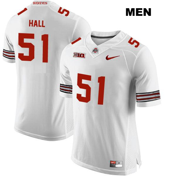 Stitched Michael Hall Jr Ohio State Buckeyes Authentic Mens no. 51 White College Football Jersey