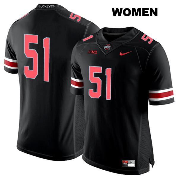 Michael Hall Jr Ohio State Buckeyes Authentic Womens no. 51 Stitched Black College Football Jersey - No Name