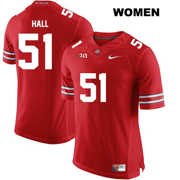 Michael Hall Jr Ohio State Buckeyes Authentic Stitched Womens no. 51 Red College Football Jersey