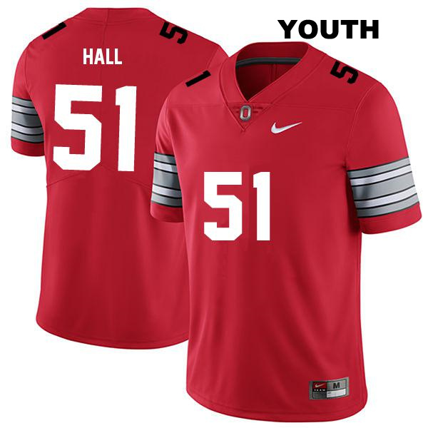 Michael Hall Jr Ohio State Buckeyes Stitched Authentic Youth no. 51 Darkred College Football Jersey