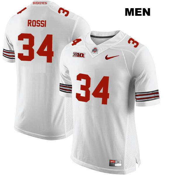 Mitch Rossi Ohio State Buckeyes Authentic Mens Stitched no. 34 White College Football Jersey