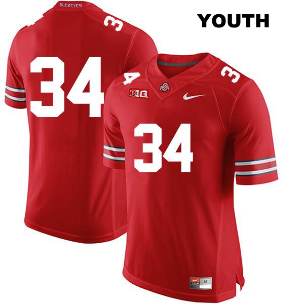 Mitch Rossi Stitched Ohio State Buckeyes Authentic Youth no. 34 Red College Football Jersey - No Name
