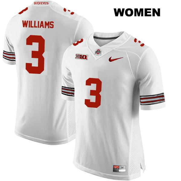 Miyan Williams Ohio State Buckeyes Stitched Authentic Womens no. 3 White College Football Jersey