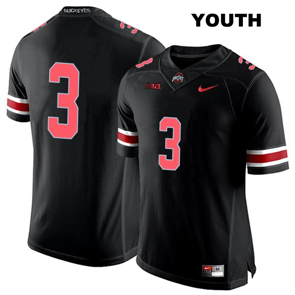Miyan Williams Stitched Ohio State Buckeyes Authentic Youth no. 3 Black College Football Jersey - No Name