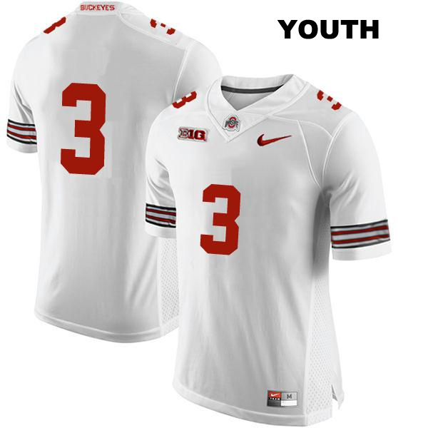 Miyan Williams Ohio State Buckeyes Authentic Youth no. 3 Stitched White College Football Jersey - No Name