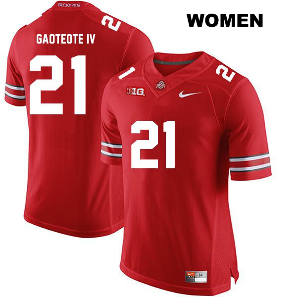 Stitched Palaie Gaoteote IV Ohio State Buckeyes Authentic Womens no. 21 Red College Football Jersey