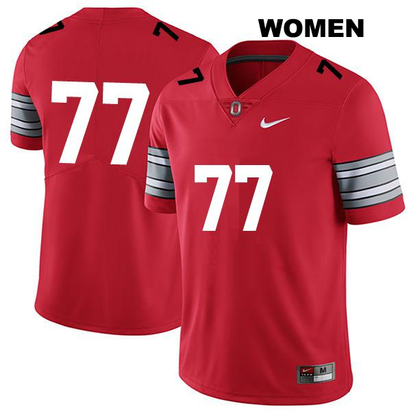 Paris Johnson Jr Ohio State Buckeyes Authentic Stitched Womens no. 77 Darkred College Football Jersey - No Name