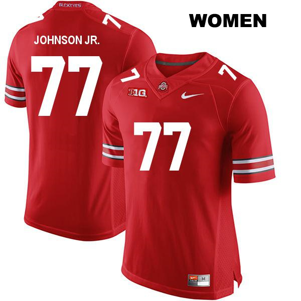 Paris Johnson Jr Ohio State Buckeyes Authentic Womens Stitched no. 77 Red College Football Jersey
