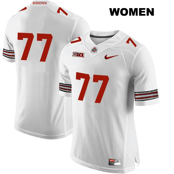 Paris Johnson Jr Ohio State Buckeyes Authentic Stitched Womens no. 77 White College Football Jersey - No Name
