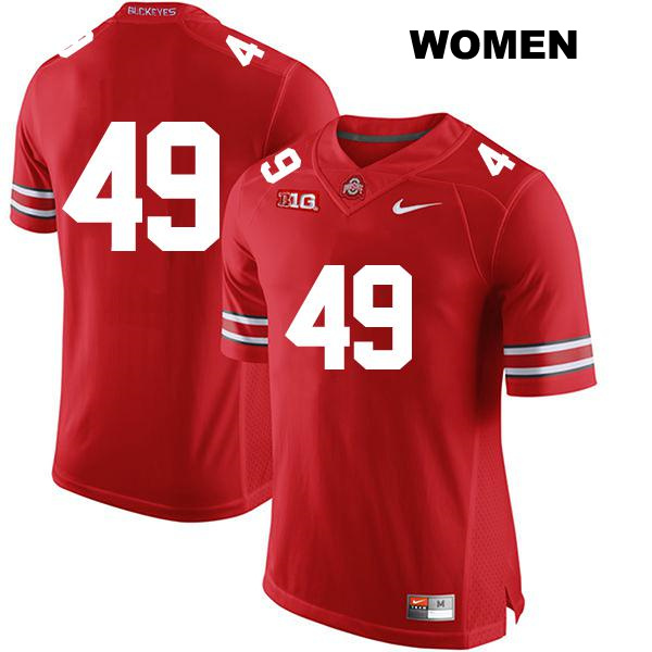 Patrick Gurd Ohio State Buckeyes Authentic Womens Stitched no. 49 Red College Football Jersey - No Name