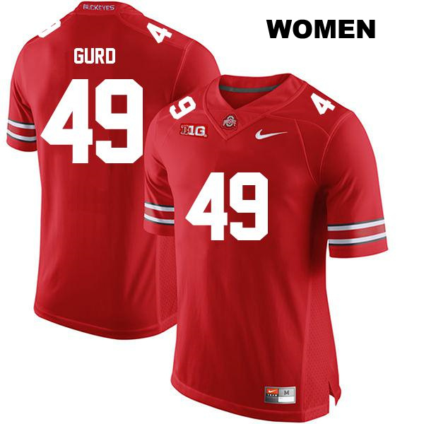 Patrick Gurd Ohio State Buckeyes Authentic Womens Stitched no. 49 Red College Football Jersey