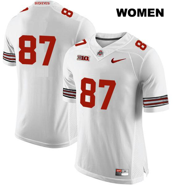 Reis Stocksdale Stitched Ohio State Buckeyes Authentic Womens no. 87 White College Football Jersey - No Name
