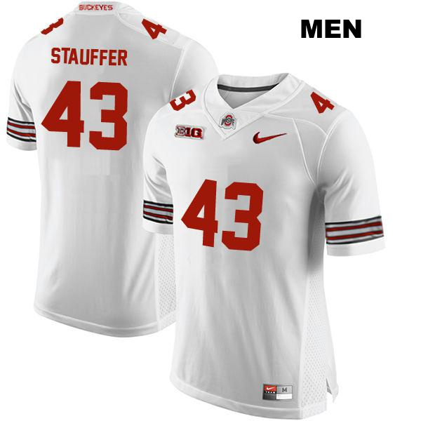 Riordin Stauffer Ohio State Buckeyes Authentic Mens no. 43 Stitched White College Football Jersey