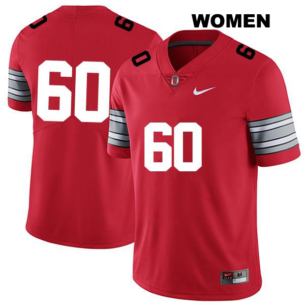 Ryan Smith Ohio State Buckeyes Authentic Stitched Womens no. 60 Darkred College Football Jersey - No Name