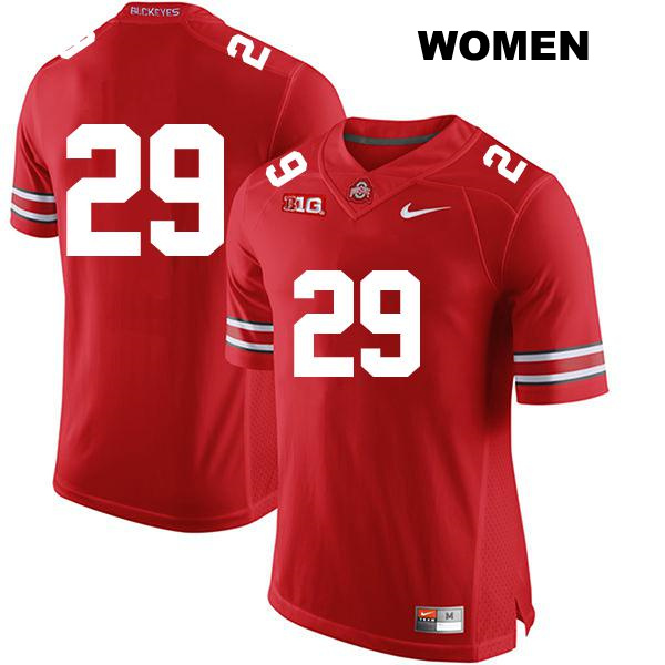 Ryan Turner Ohio State Buckeyes Authentic Stitched Womens no. 29 Red College Football Jersey - No Name