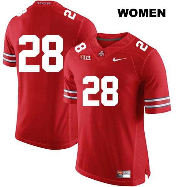 TC Caffey Ohio State Buckeyes Authentic Womens Stitched no. 28 Red College Football Jersey - No Name