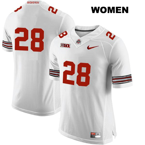 TC Caffey Ohio State Buckeyes Stitched Authentic Womens no. 28 White College Football Jersey - No Name