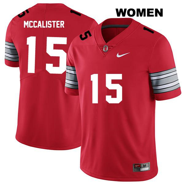 Tanner McCalister Ohio State Buckeyes Authentic Stitched Womens no. 15 Darkred College Football Jersey