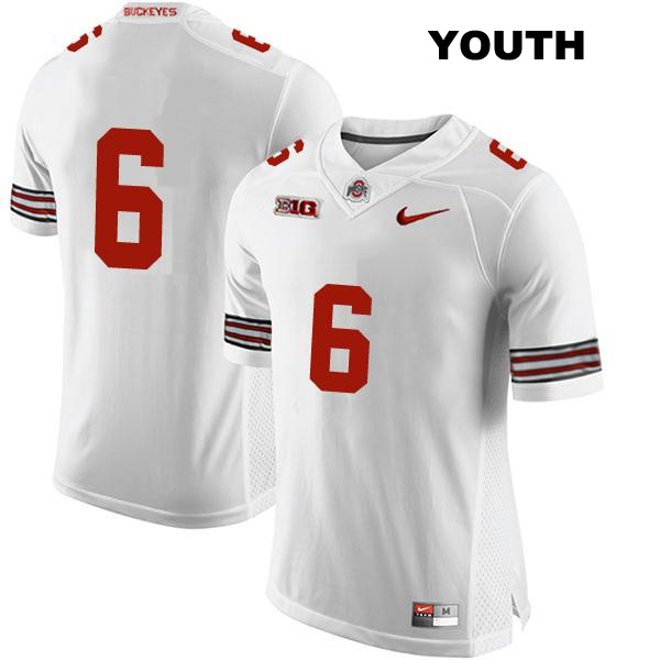 Taron Vincent Stitched Ohio State Buckeyes Authentic Youth no. 6 White College Football Jersey - No Name