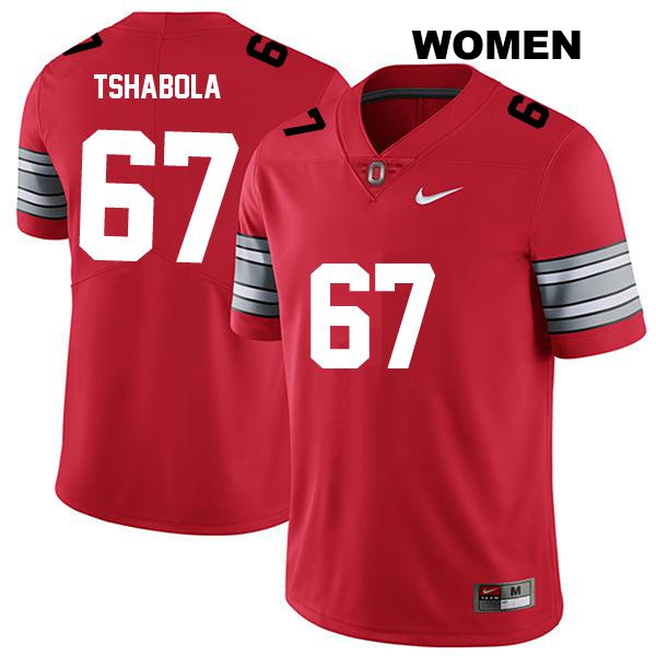 Tegra Tshabola Stitched Ohio State Buckeyes Authentic Womens no. 67 Darkred College Football Jersey