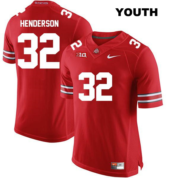 TreVeyon Henderson Ohio State Buckeyes Authentic Youth Stitched no. 32 Red College Football Jersey