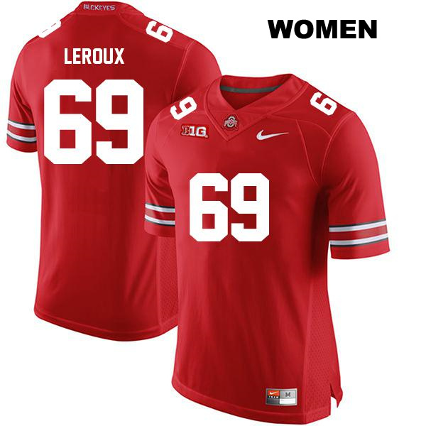 Trey Leroux Ohio State Buckeyes Authentic Womens Stitched no. 69 Red College Football Jersey