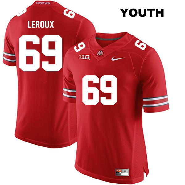 Trey Leroux Ohio State Buckeyes Authentic Stitched Youth no. 69 Red College Football Jersey