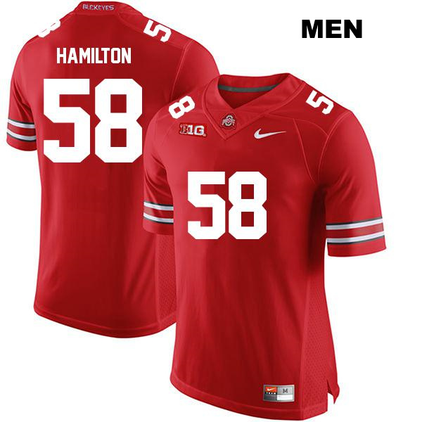 Ty Hamilton Stitched Ohio State Buckeyes Authentic Mens no. 58 Red College Football Jersey