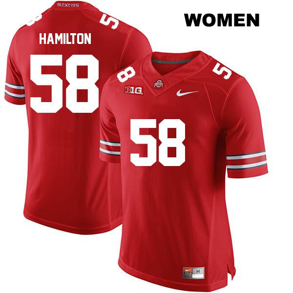 Ty Hamilton Stitched Ohio State Buckeyes Authentic Womens no. 58 Red College Football Jersey