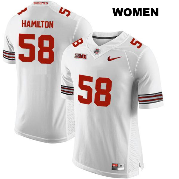 Ty Hamilton Ohio State Buckeyes Authentic Womens Stitched no. 58 White College Football Jersey