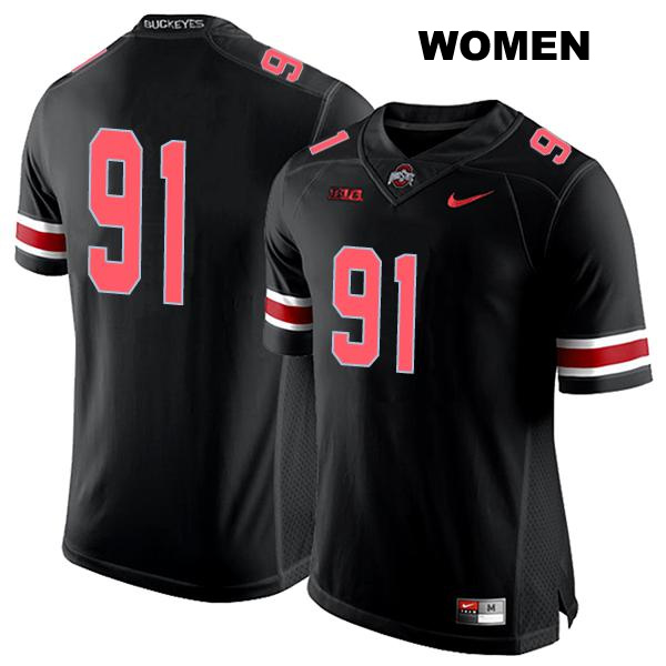 Stitched Tyleik Williams Ohio State Buckeyes Authentic Womens no. 91 Black College Football Jersey - No Name