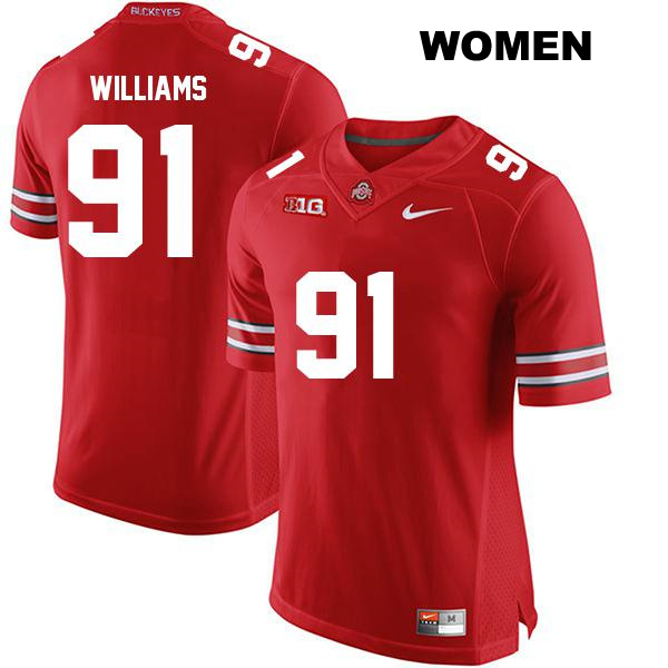Tyleik Williams Ohio State Buckeyes Authentic Womens Stitched no. 91 Red College Football Jersey