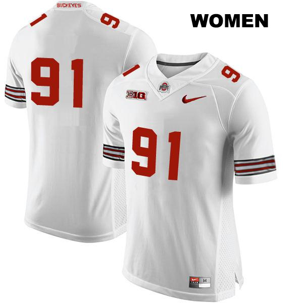 Tyleik Williams Ohio State Buckeyes Authentic Womens Stitched no. 91 White College Football Jersey - No Name
