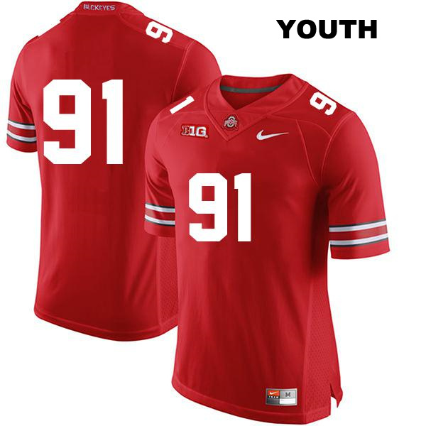 Tyleik Williams Ohio State Buckeyes Stitched Authentic Youth no. 91 Red College Football Jersey - No Name