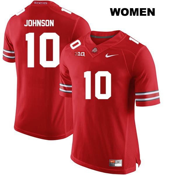 Xavier Johnson Ohio State Buckeyes Authentic Womens no. 10 Stitched Red College Football Jersey