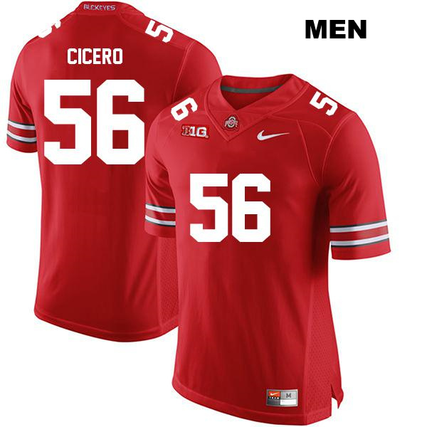 Zack Cicero Ohio State Buckeyes Stitched Authentic Mens no. 56 Red College Football Jersey