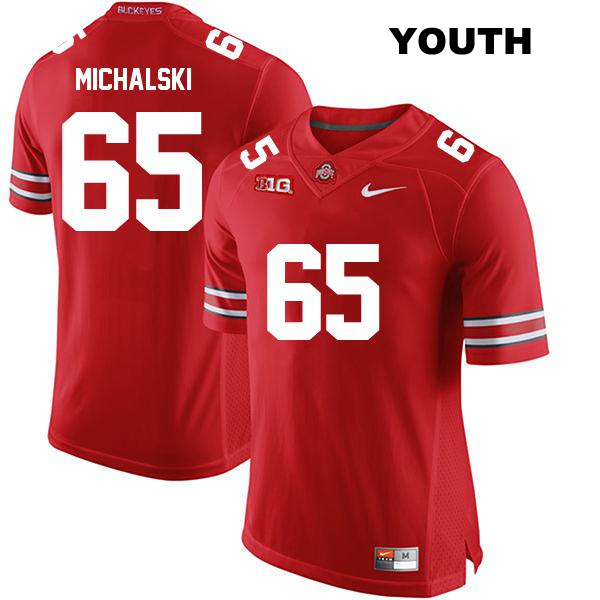Zen Michalski Ohio State Buckeyes Authentic Youth Stitched no. 65 Red College Football Jersey